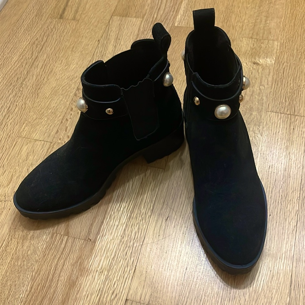 Black suede booties